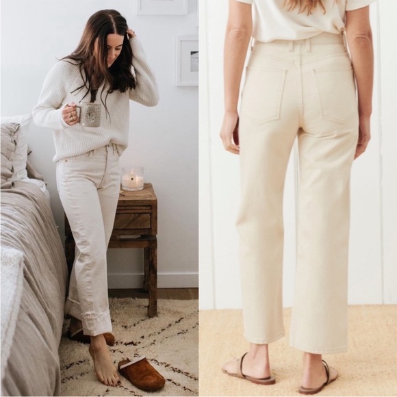 Jenni Kayne Denim - Jenni Kayne • plein jeans cropped wide leg cream sz 0